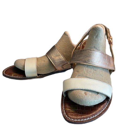 Sz9.5 Sam Edelman Cream/Copper Leather 2 strap with adj ankle strap EUC - Picture 3 of 13